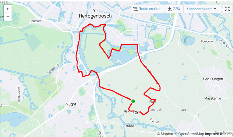 De marathon van Den Bosch voor genodigden bestond uit 3 ronden van 14 km.